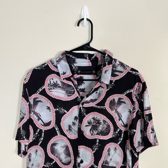 All Saints Islandz Palm Tree Print Button Down Short Sleeve - Picture 10 of 12